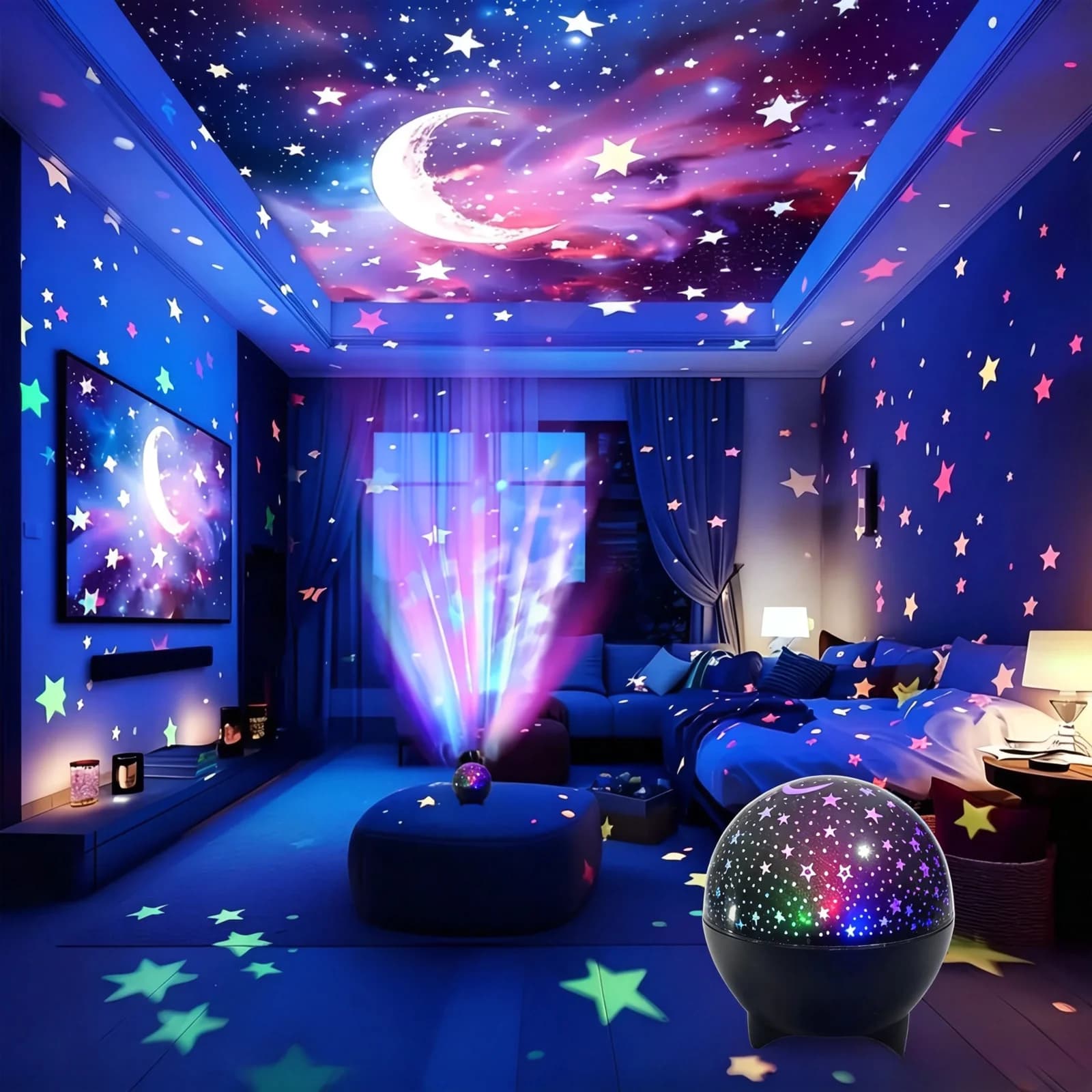 Roterende sterrenhemel galaxy nachtlamp projector