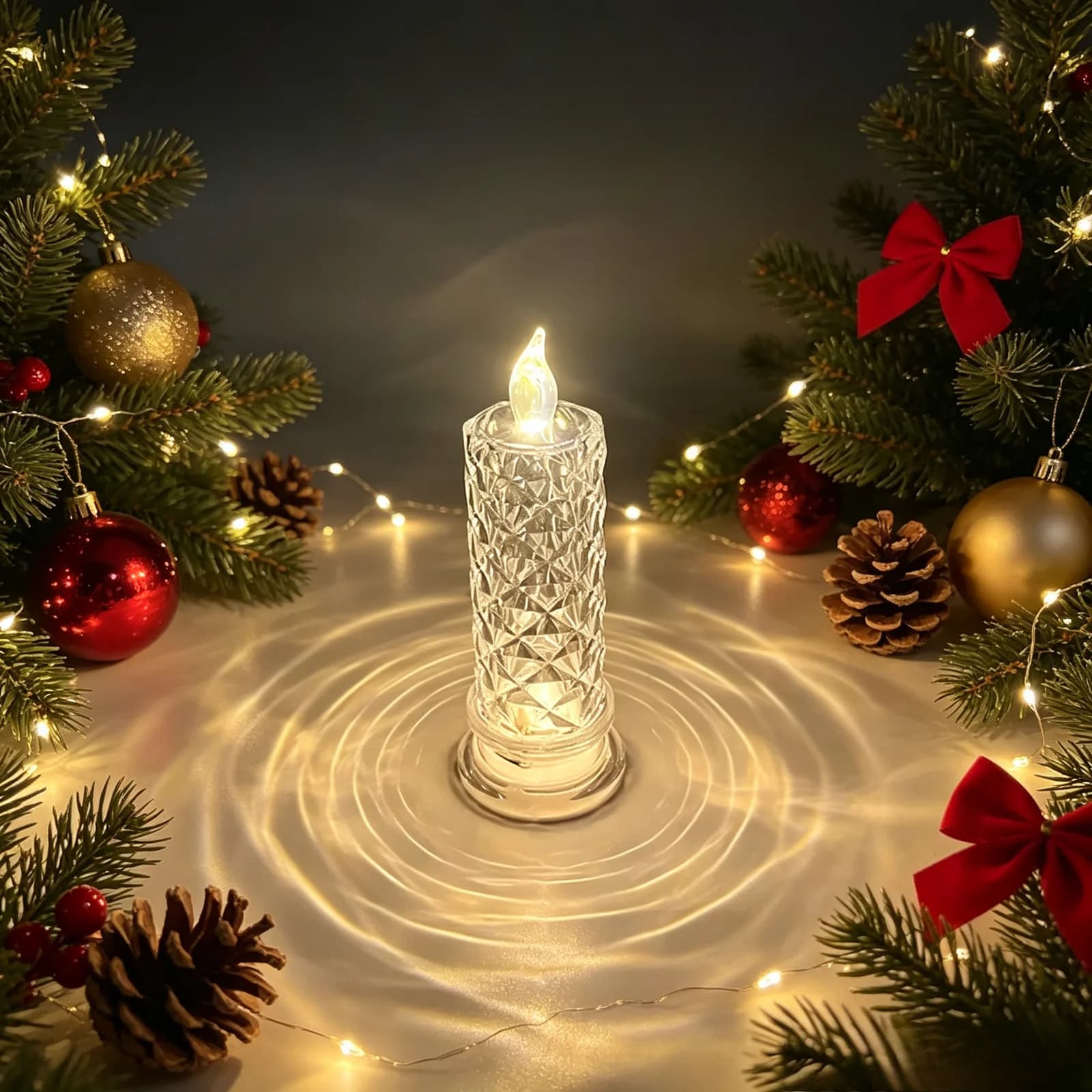LED Vloeiende Kaars met Roosjesprojectie voor Romantische Decoratie