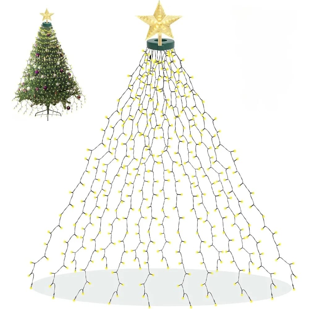 280 LED Kerstboom Slingerlichten met Ster Topper en Afstandsbediening