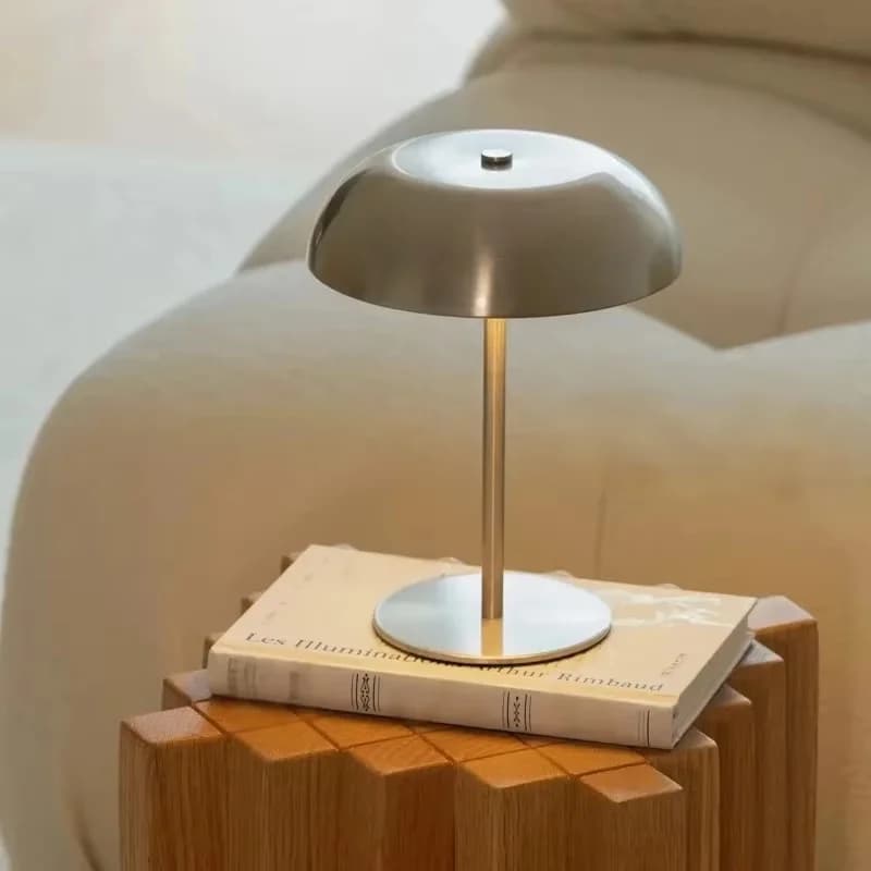 Metalen paddenstoel LED-tafellamp, USB-oplaadbaar