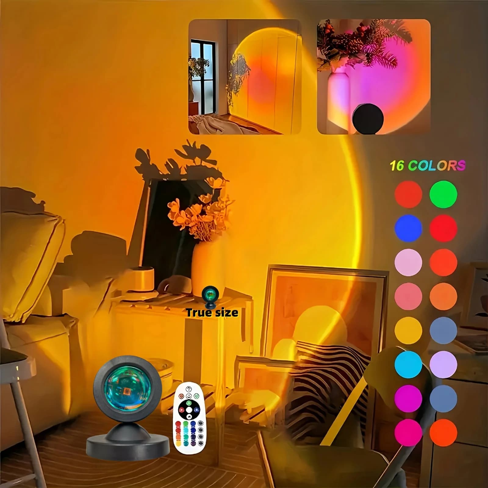 USB zonsondergangprojector nachtlampje met afstandsbediening, regenboog LED-lamp