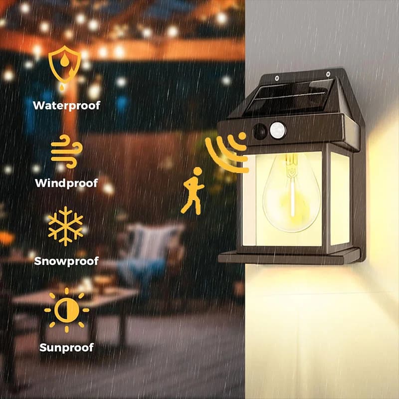 Solar Wandlamp met Bewegingsensor, IP65 Waterdicht