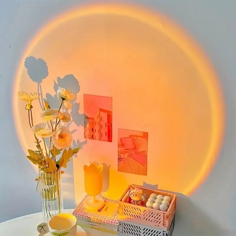 USB Sunset Red LED Projector Nachtlamp met Zwanenhals