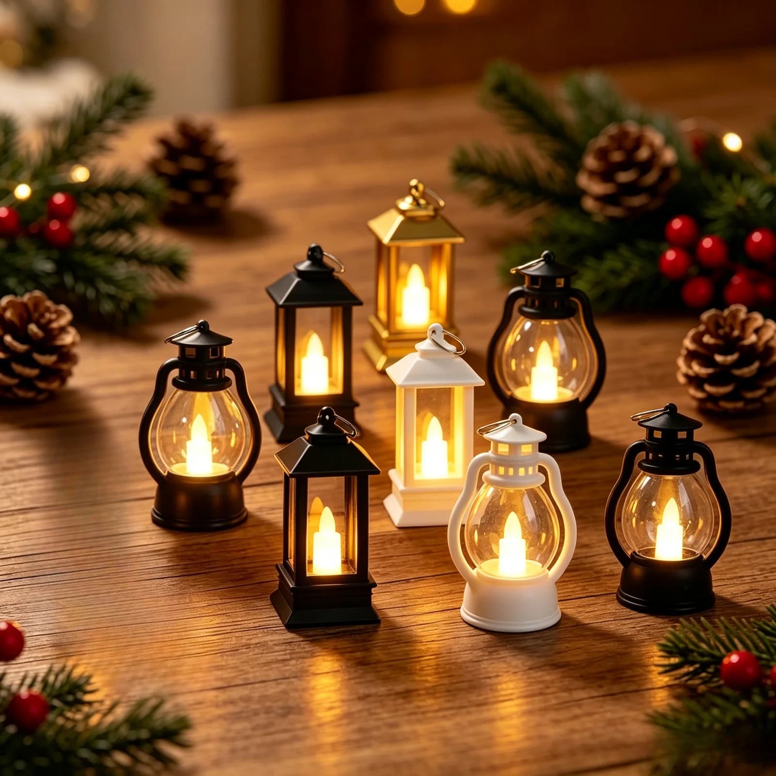 Retro Warme Gloed Mini LED Kaars Lantaarn Nachtlicht voor Decoratie