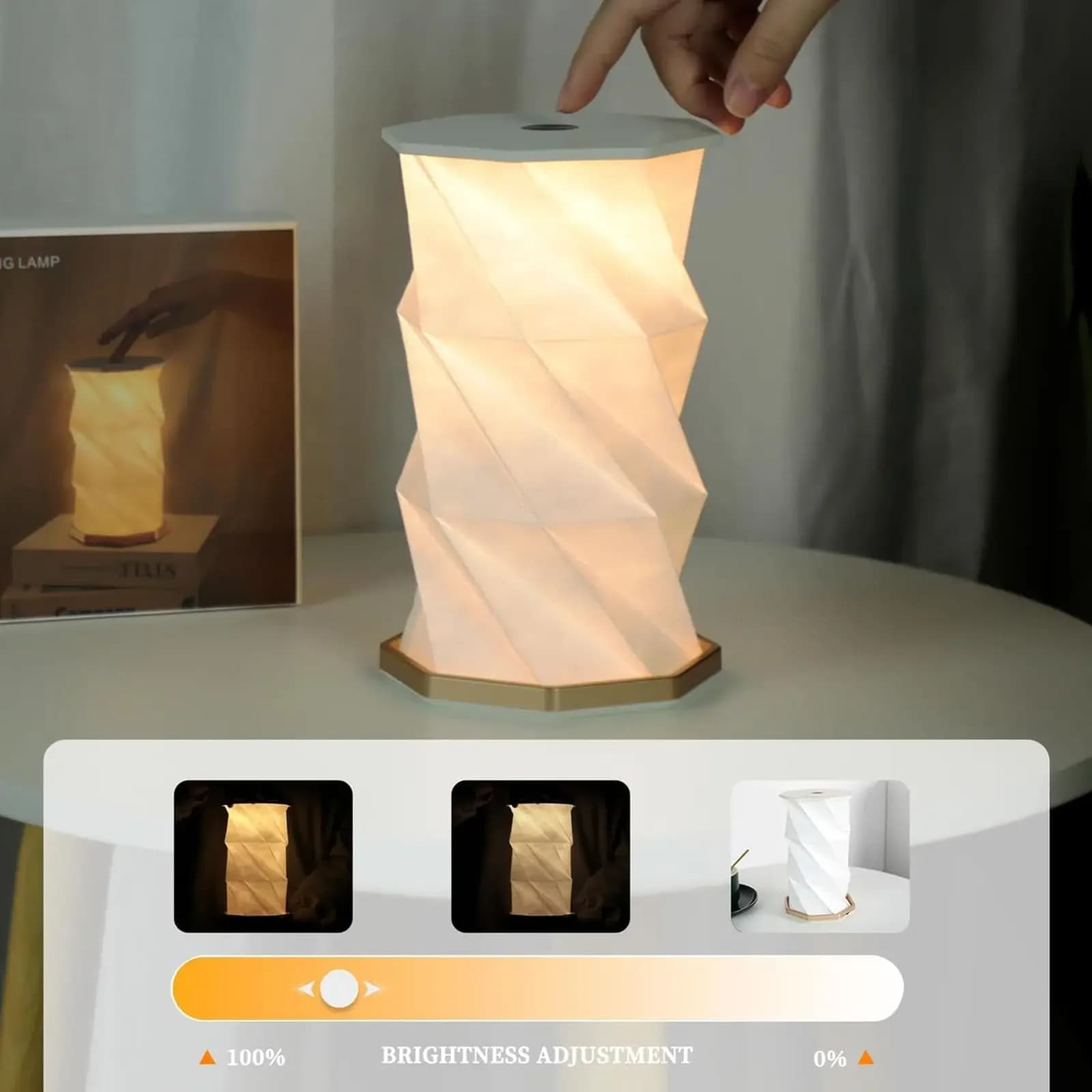 Draagbaar opvouwbaar LED origami nachtlampje, aanraakdimming