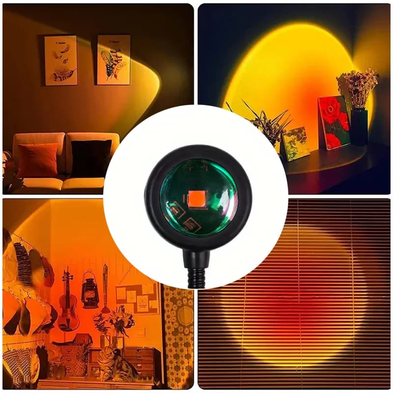 USB Sunset Red LED Projector Nachtlamp met Zwanenhals