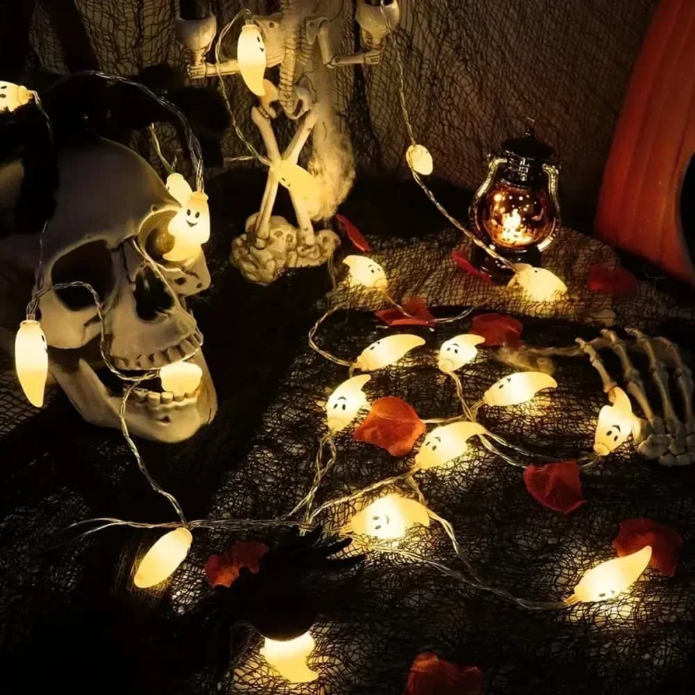 Batterijaangedreven warmwitte LED spook-nachtlicht