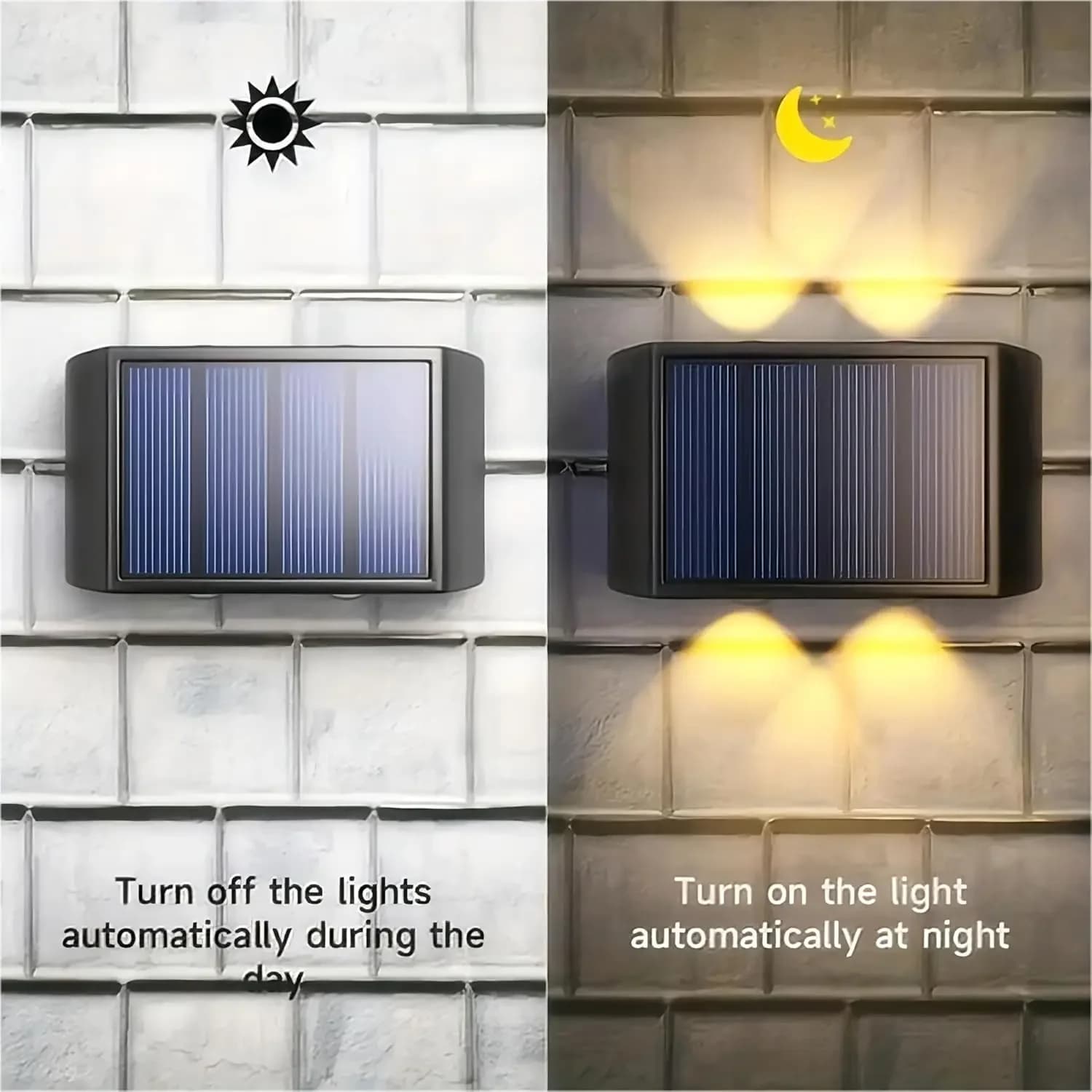 Solar LED Wandlamp, Van Schemering tot Dageraad, Waterdicht