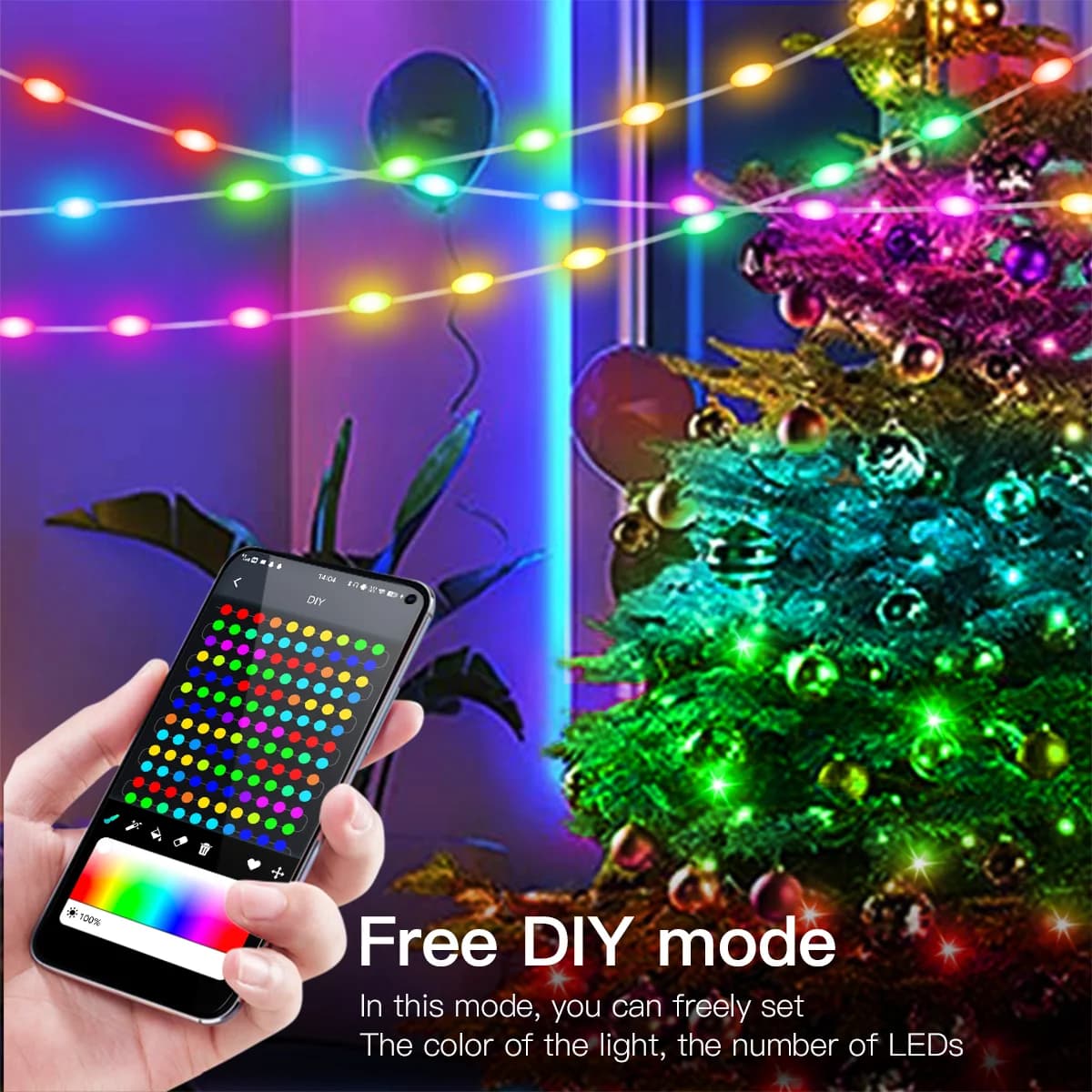 20M RGBIC Bluetooth LED-lichtsnoer, USB