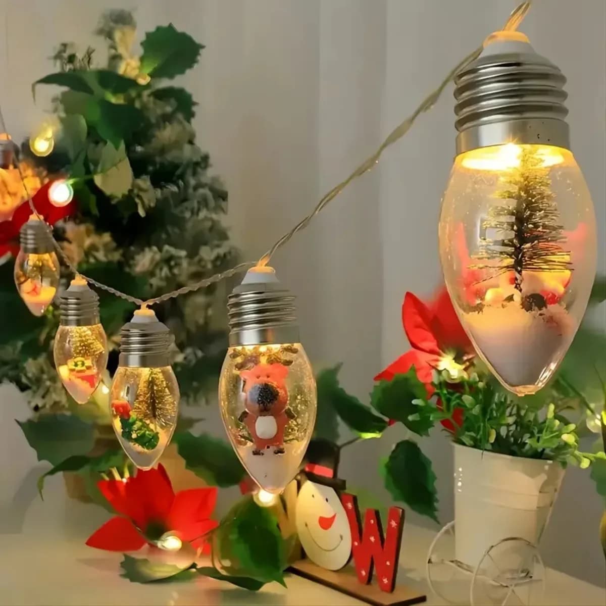 Warmwitte LED kerstlampjes lichtsnoer, op batterijen