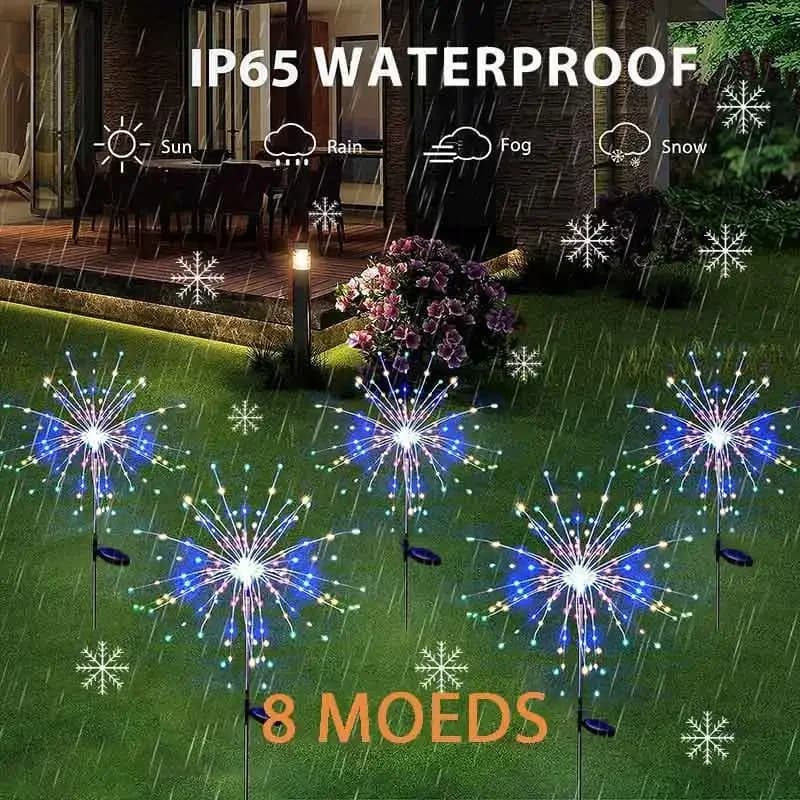 Zonne-LED paardenbloem vuurwerk tuinverlichting