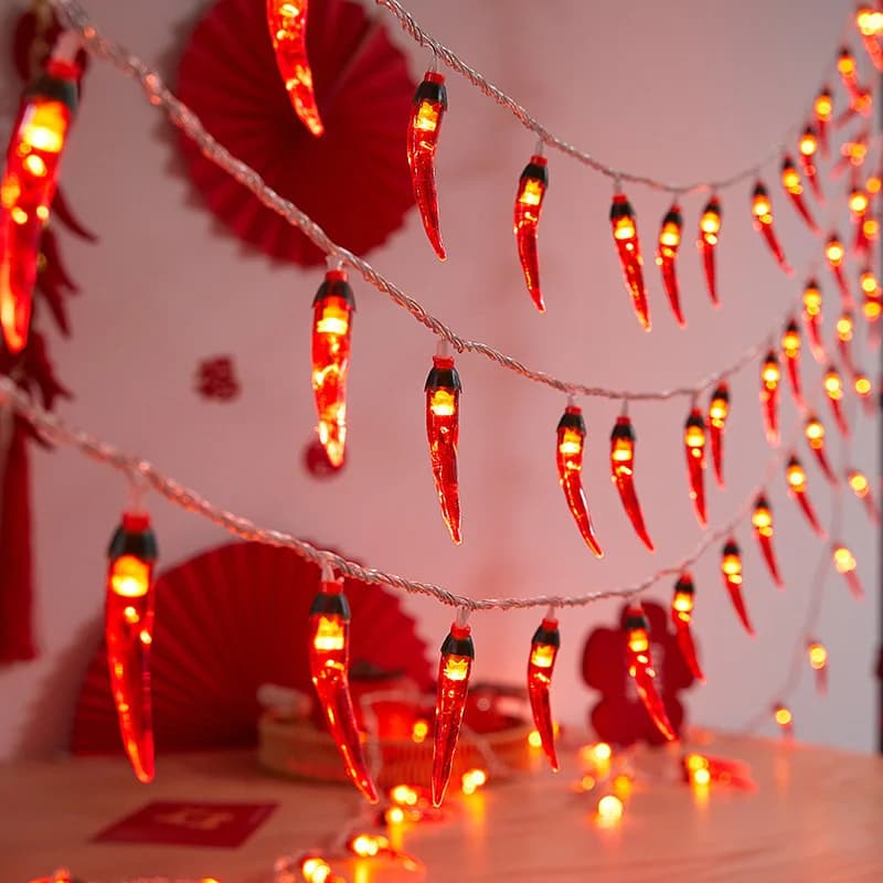 Rode chili LED-lichtsnoer USB of op batterijen