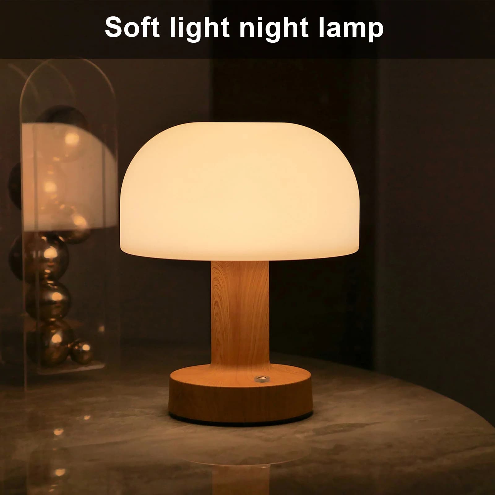 Moderne paddenstoel-stijl LED-tafellamp, USB-oplaadbaar aanraakbediening