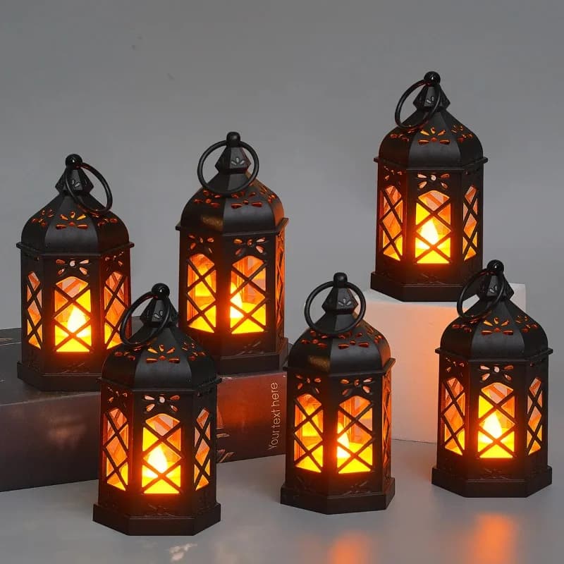 Zeshoekige Vintage Flameless LED Kaars Lantaarn