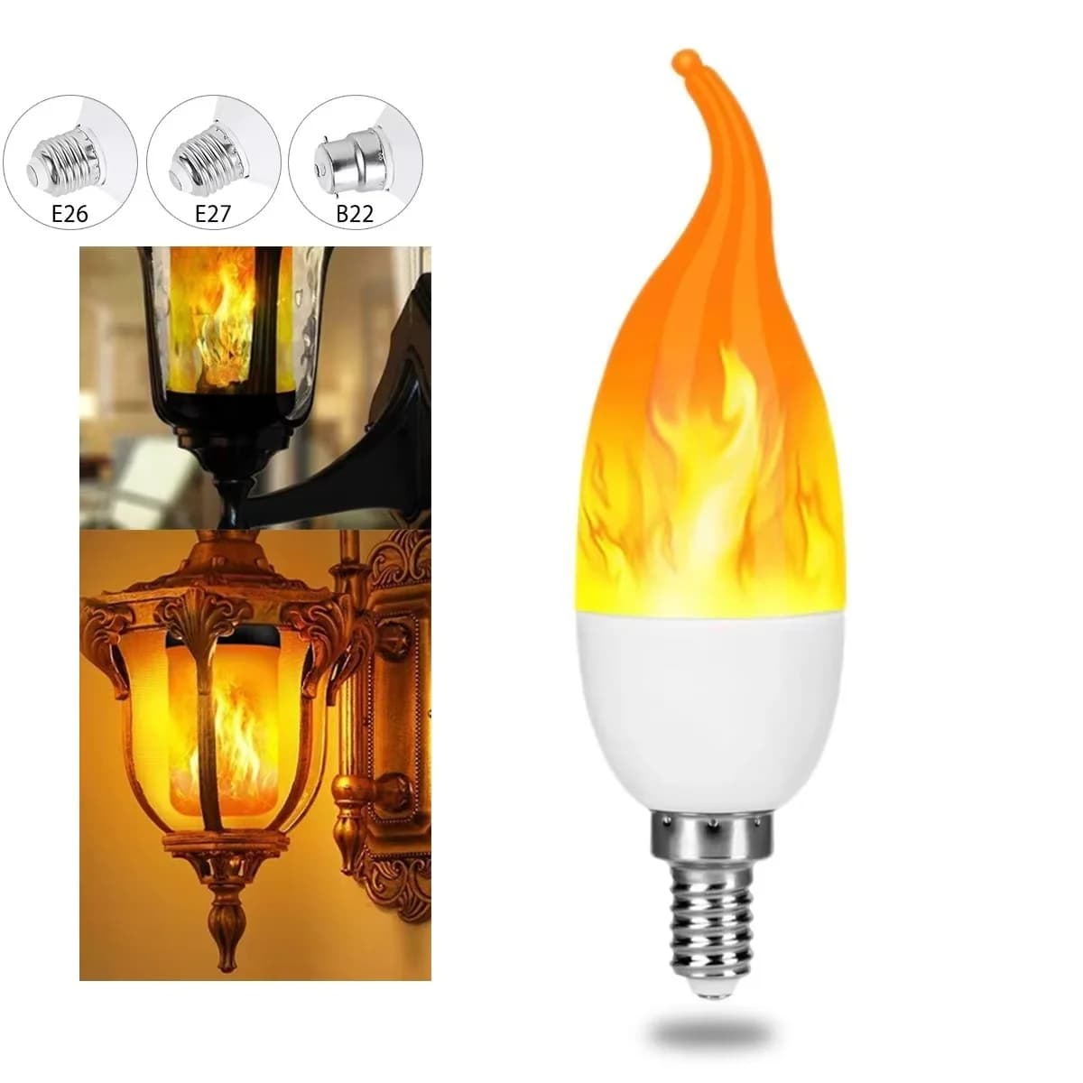 E14 E27 LED flikkerende vlam lamp met zwaartekrachtssensor en 3 modi