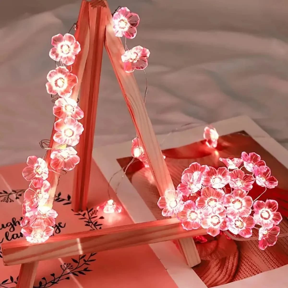 10-LED Roze Kersenbloesem Slingerlampjes, Batterij