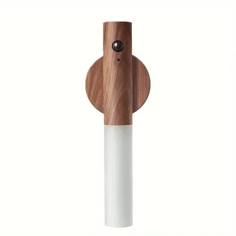Oplaadbare houten wandlamp met magnetische bewegingssensor