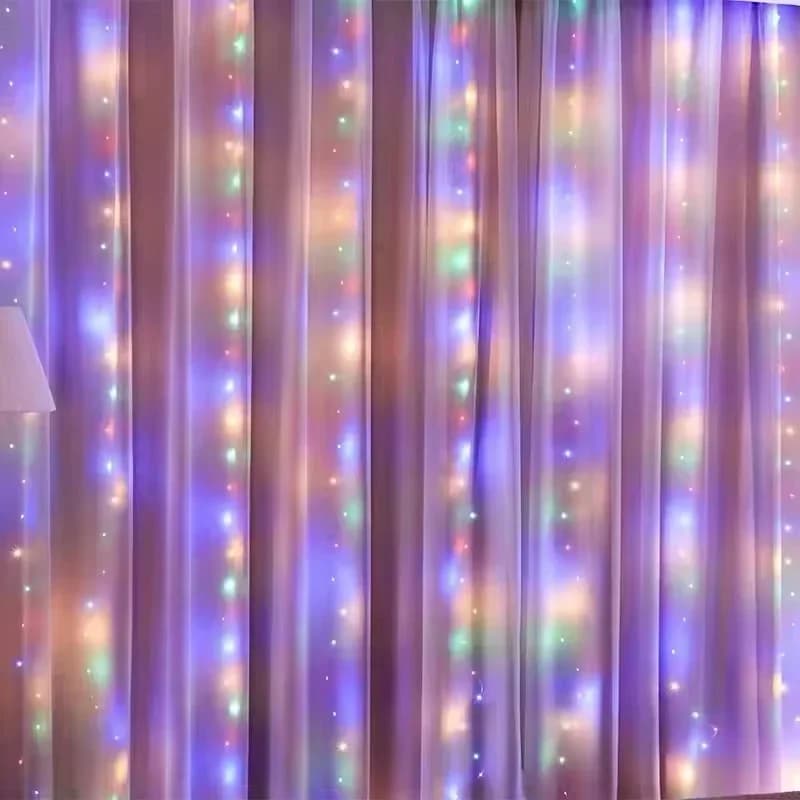 USB Slingerlicht Gordijn met Afstandsbediening, Koperdraad LED String
